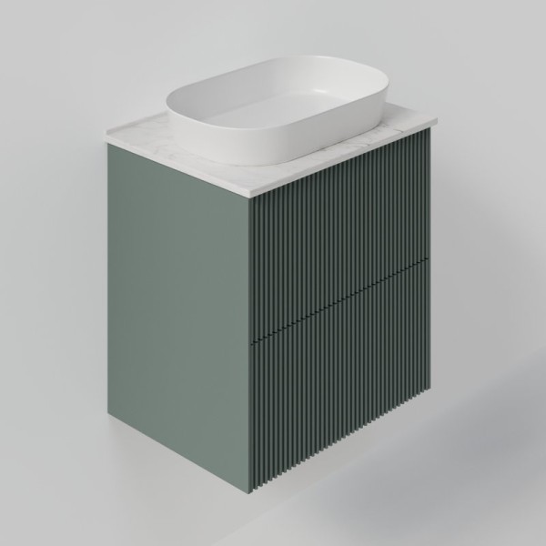 Тумба под раковину со столешницей La Fenice Terra Twin 60 подвесная, grigio, столешница белый мрамор