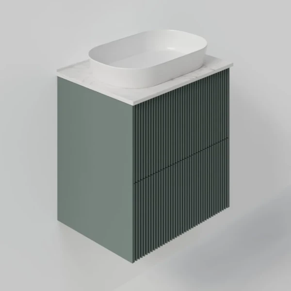 Тумба под раковину со столешницей La Fenice Terra Twin 60 подвесная, grigio, столешница белый мрамор