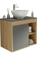 Тумба с раковиной Teymi Nura 70 дуб эврика, матовый графит, раковина Lina kuppi D40