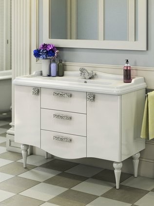 Тумба с раковиной Comforty Монако 120 напольная, белый глянец, с раковиной Comforty 3312