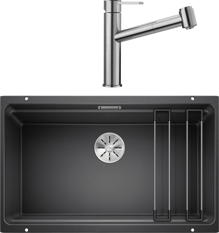 Комплект Мойка Blanco Etagon 700-U антрацит + Смеситель Ambis-S 523119