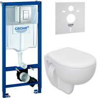 Комплект Унитаз подвесной Seramiksan Natura + Крышка + Инсталляция Grohe Rapid SL 38772001 3 в 1 с кнопкой смыва + Звукоизоляция