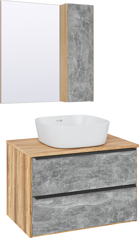 Мебель для ванной комнаты Runo Мальта 70 дуб, серая, раковина Bella 40