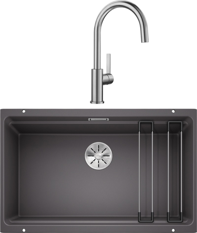 Комплект Мойка Blanco Etagon 700-U темная скала + Смеситель Candor 523120