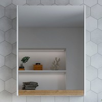 Зеркало-шкаф STWORKI Стокгольм R 60 белое, под дерево, прямоугольное, в скандинавском стиле, правое
