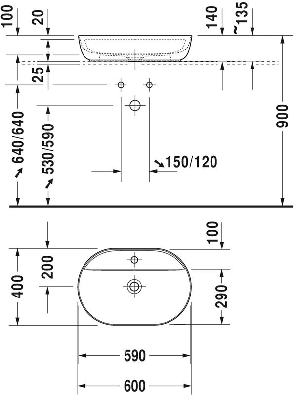 Накладная раковина Duravit Luv 0380600000 60см