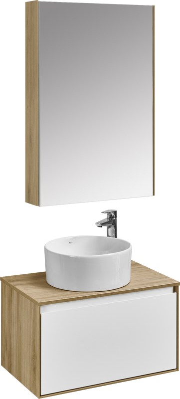 Мебель для ванной комнаты AQUATON Либерти 70 со столешницей дуб эльвезия, раковина Mila 40