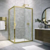 Душевой уголок Vegas Glass ZP+ZPV Tur Novo h1900 100*100 09 01 профиль золото, стекло прозрачное