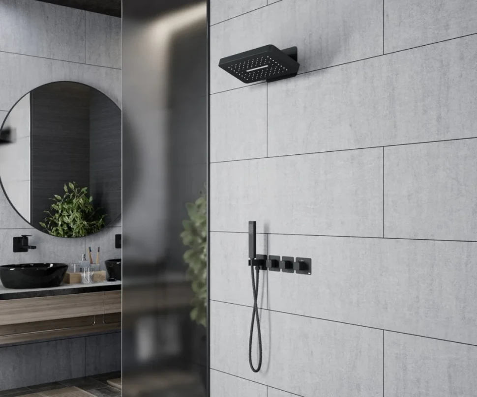 Душевой комплект Timo Petruma SX-5249/03SM С ВНУТРЕННЕЙ ЧАСТЬЮ, с термостатом, матовый черный