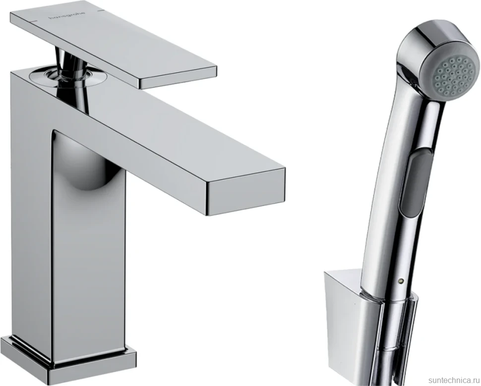 Смеситель для раковины Hansgrohe Tecturis E 110 73210000 с гигиеническим душем, хром
