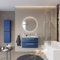 Тумба с раковиной Cezares Eco Cer-N 80 sapfiro, раковина Duet 80, ручки серые