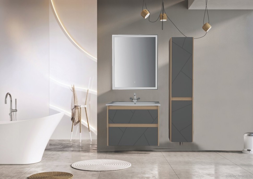 Мебель для ванной комнаты ASB-Mebel Диана 60 серая, дуб янтарный