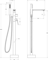 Напольный смеситель для ванны с душем Cezares Comfort VDP-01