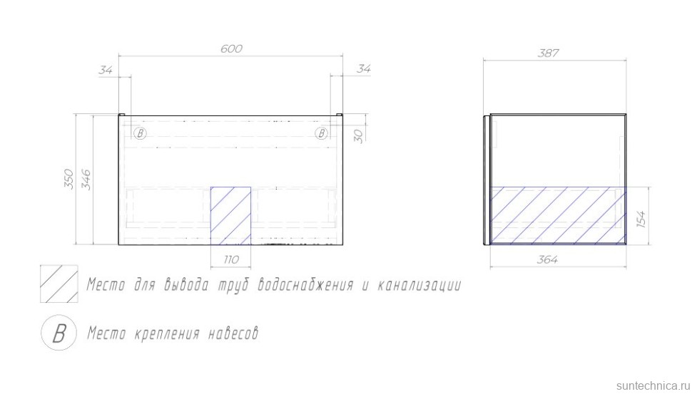 Мебель для ванной комнаты Velvex Edge 60.1Y подвесная, графит