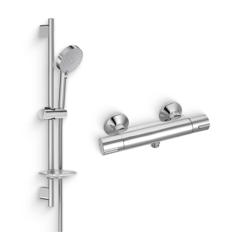 Душевой комплект Термостат Jacob Delafon July E8455-CP для душа + Гарнитур Awaken E99898RU-CP