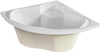 Акриловая ванна Marka One Trapani 140x140 см, угловая, пристенная, белая, четверть круга, с сиденьем