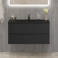 Тумба с раковиной BelBagno Marino 100 подвесная, nero lucido, черная раковина