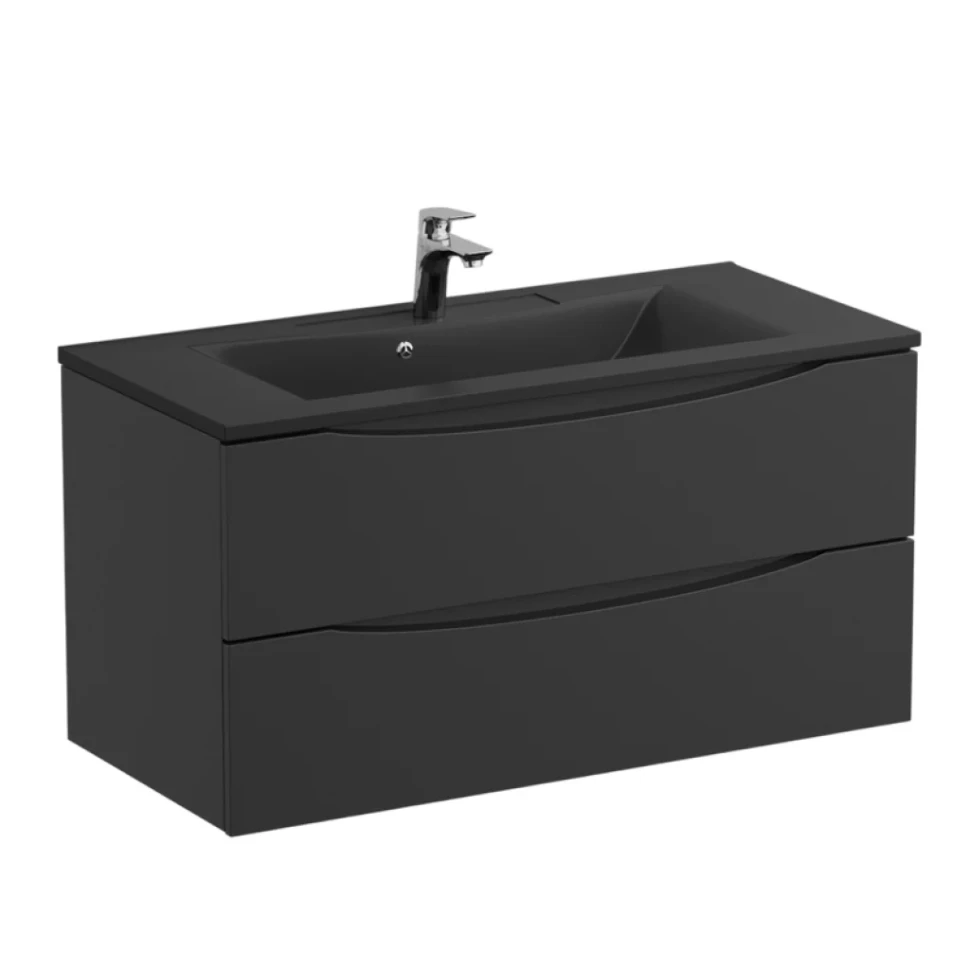 Тумба с раковиной BelBagno Marino 100 подвесная, nero lucido, черная раковина