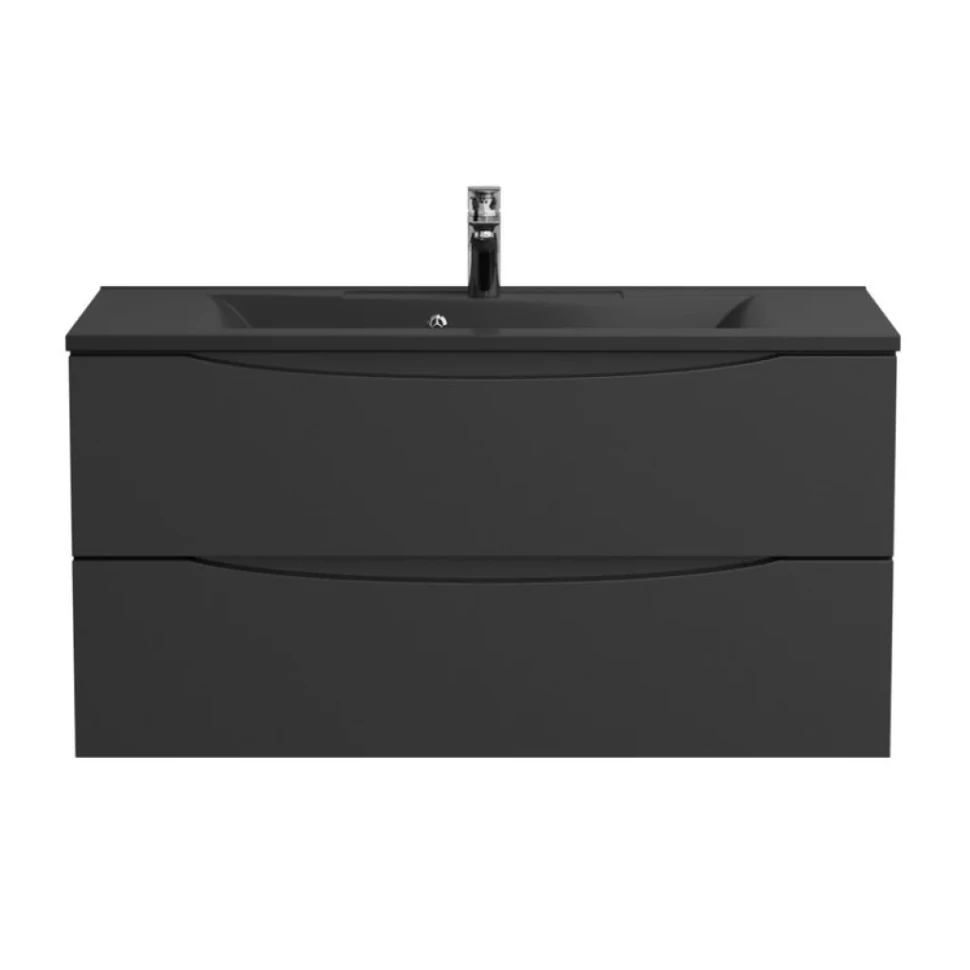 Тумба с раковиной BelBagno Marino 100 подвесная, nero lucido, черная раковина