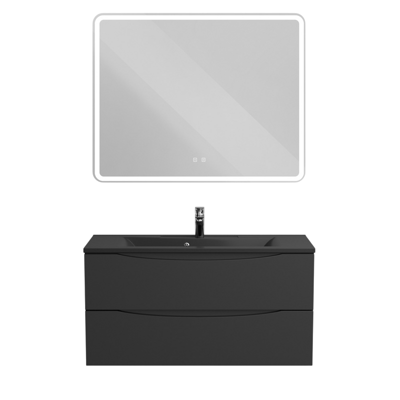 Тумба с раковиной BelBagno Marino 100 подвесная, nero lucido, черная раковина