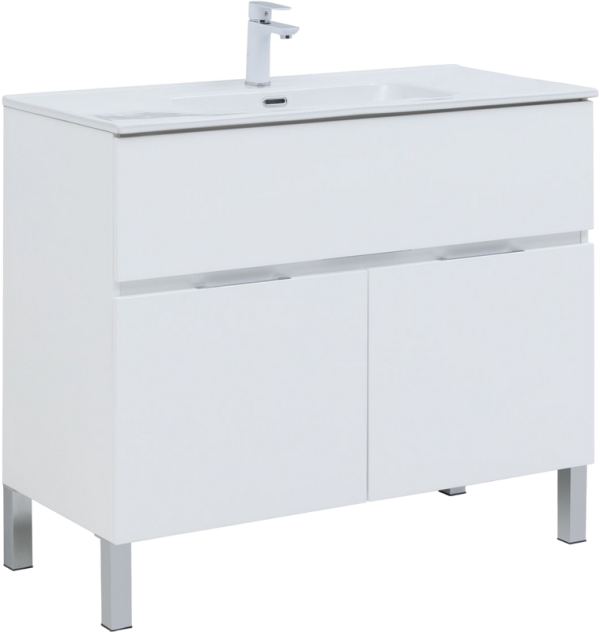 Тумба под раковину Aquanet Алвита 100 напольная, белая матовая