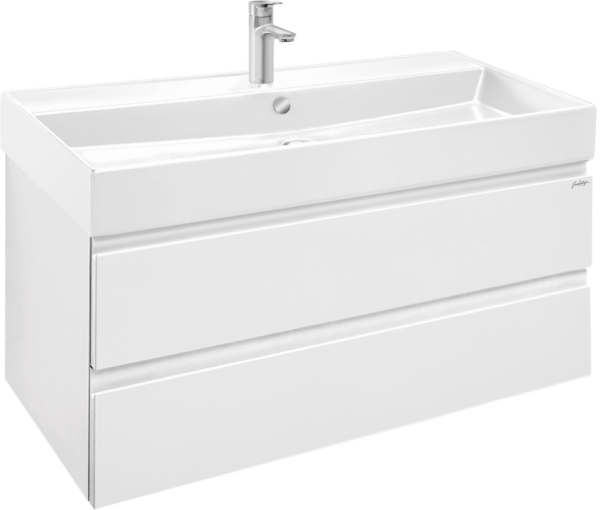 Тумба с раковиной Jacob Delafon Madeleine 100 белая блестящая, раковина белая глянцевая