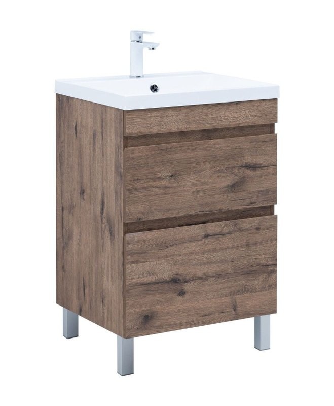 Тумба под раковину Aquanet Нота New 60 напольная, дуб веллингтон табак