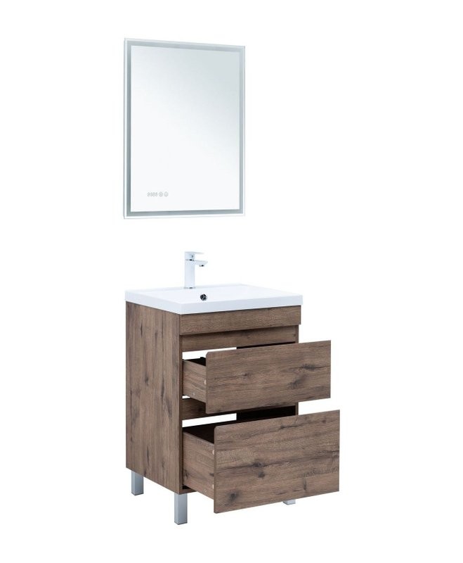 Тумба под раковину Aquanet Нота New 60 напольная, дуб веллингтон табак