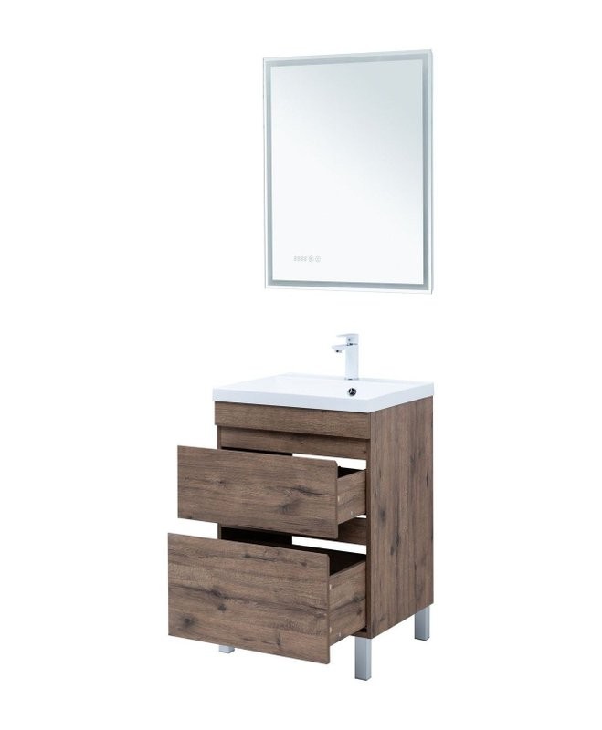 Тумба под раковину Aquanet Нота New 60 напольная, дуб веллингтон табак