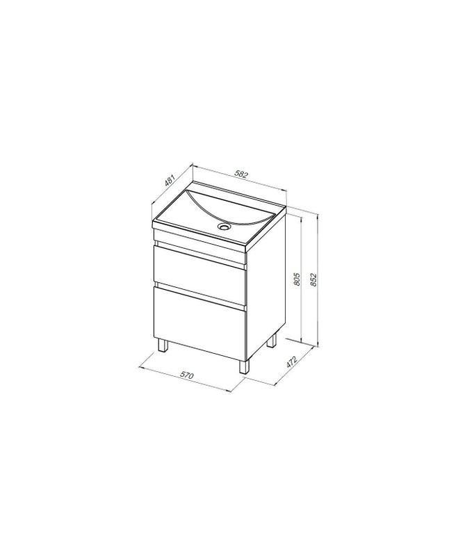 Тумба под раковину Aquanet Нота New 60 напольная, дуб веллингтон табак