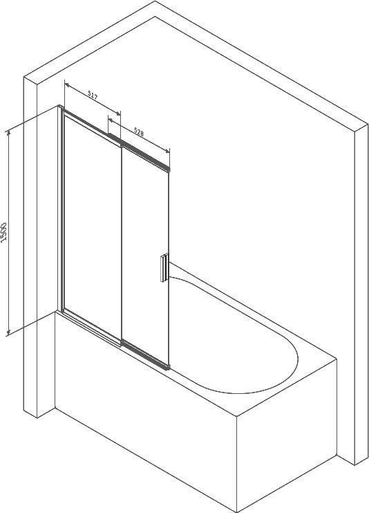 Шторка на ванну AM.PM Like W80S-100PS-150MT