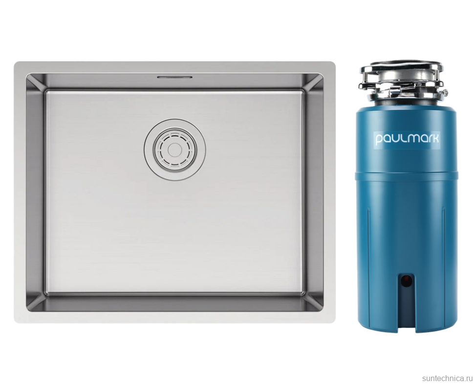 Комплект Мойка Paulmark Lassan LA54-BS сталь + Измельчитель Intenso