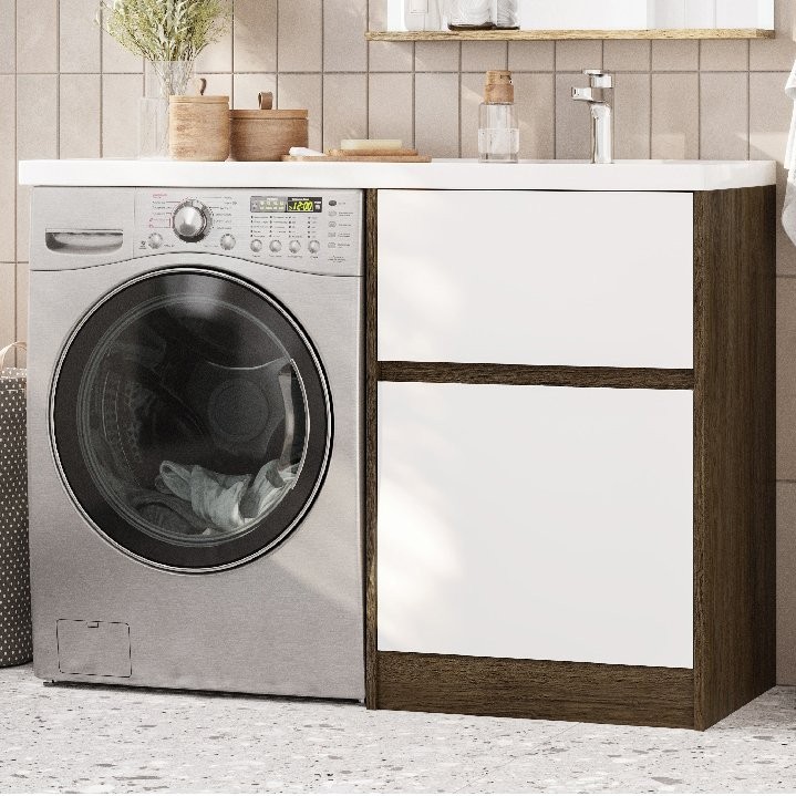 Тумба с раковиной AQUATON Лондри 60 R, дуб кантри, белый