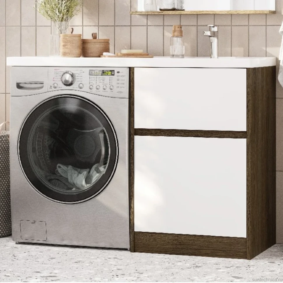 Тумба с раковиной AQUATON Лондри 60 R, дуб кантри, белый