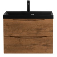 Тумба с раковиной BelBagno Marino 60 подвесная, rovere nature, черная раковина