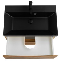 Тумба с раковиной BelBagno Marino 60 подвесная, rovere nature, черная раковина