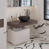 Мебель для ванной комнаты VitrA Ольборг 50: столешница 100 без отверстий, дуб карпентер + тумба 50