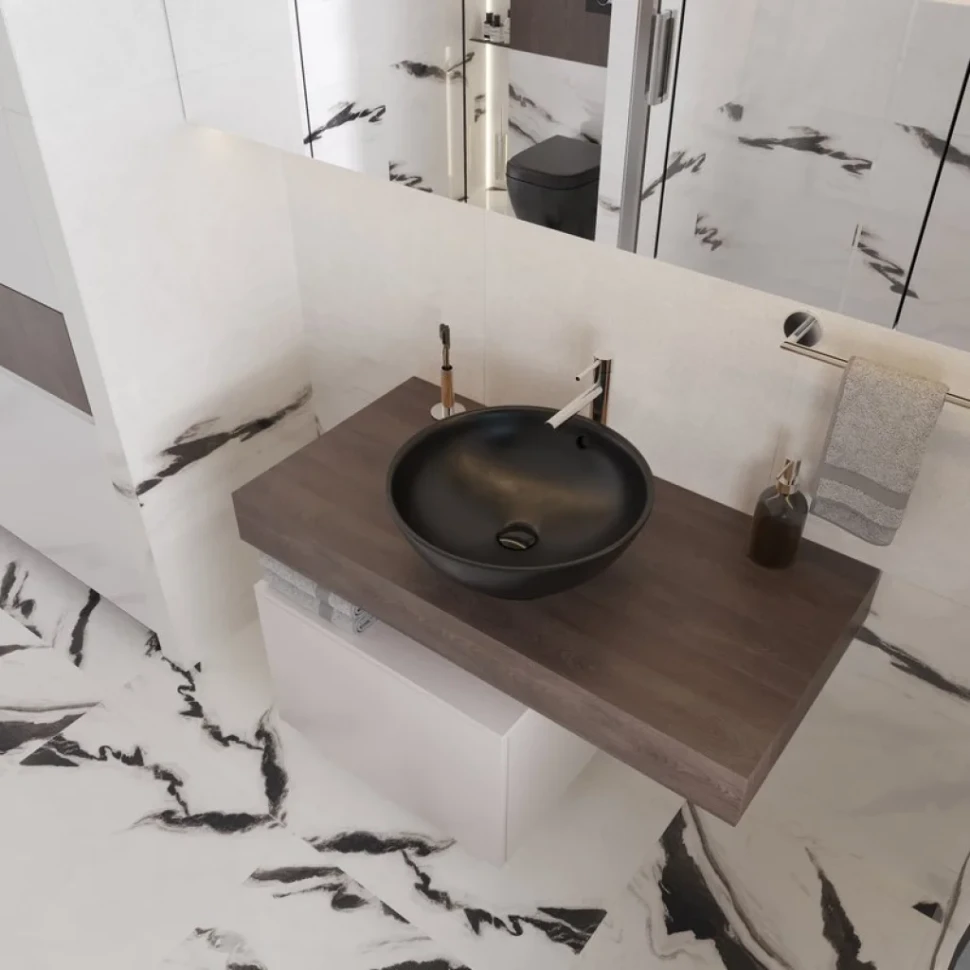Мебель для ванной комнаты VitrA Ольборг 50: столешница 100 без отверстий, дуб карпентер + тумба 50