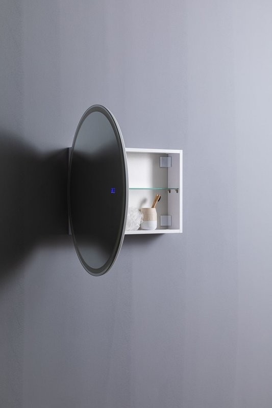 Шкаф с зеркалом в ванную с подсветкой Aquanet Оптима 80 белый, с LED подсветкой