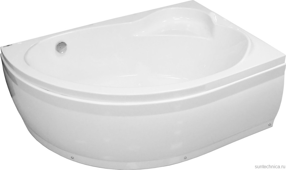 Акриловая ванна Royal Bath Alpine RB 819102 R 170x100 см, угловая, правая, пристенная, белая, асимметричная, с каркасом, с сиденьем