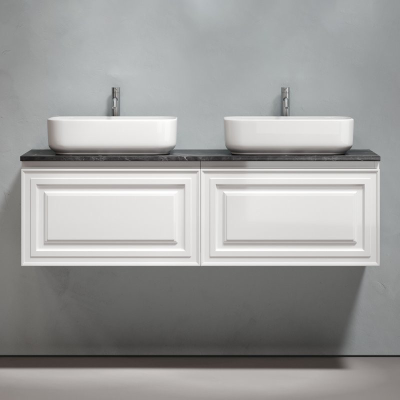 Тумба с раковиной Sancos Very 140 bianco, столешница черный мрамор TT140A1X, раковина CN5043