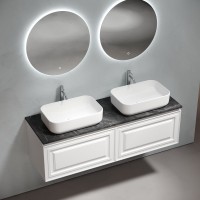 Тумба с раковиной Sancos Very 140 bianco, столешница черный мрамор TT140A1X, раковина CN5043