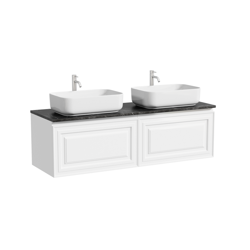 Тумба с раковиной Sancos Very 140 bianco, столешница черный мрамор TT140A1X, раковина CN5043