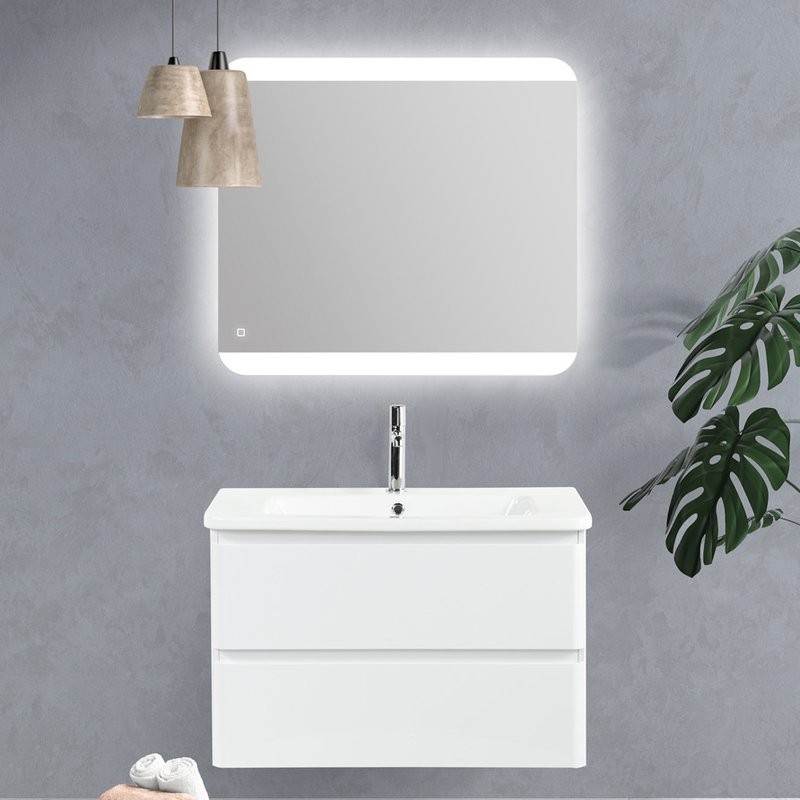 Тумба с раковиной BelBagno Albano-Cer 105 подвесная, bianco lucido