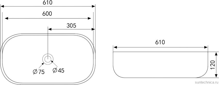 Накладная раковина Abber Rechteck AC2209 белая