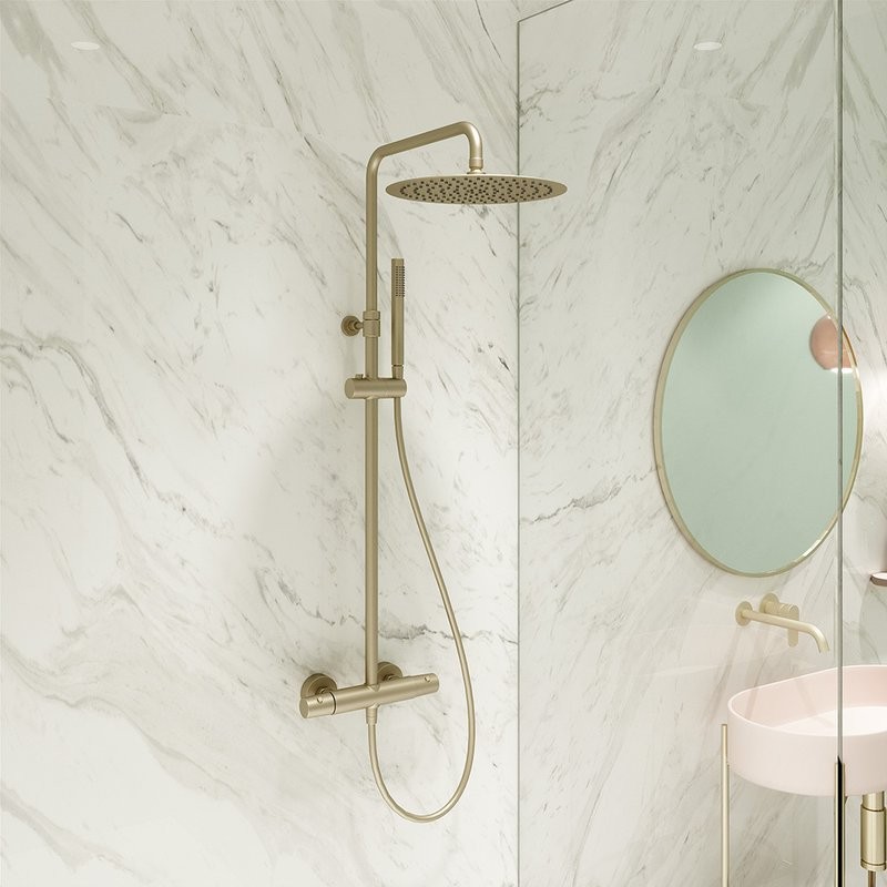 Душевая стойка Ramonsoler Tzar 345402RM250OC золото, с термостатом