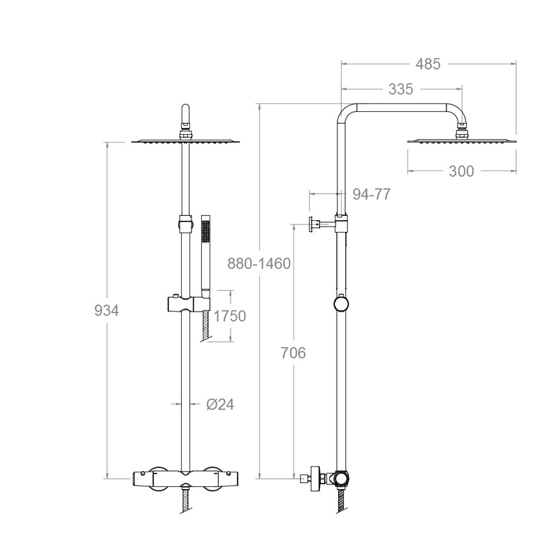 Душевая стойка Ramonsoler Tzar 345402RM250OC золото, с термостатом