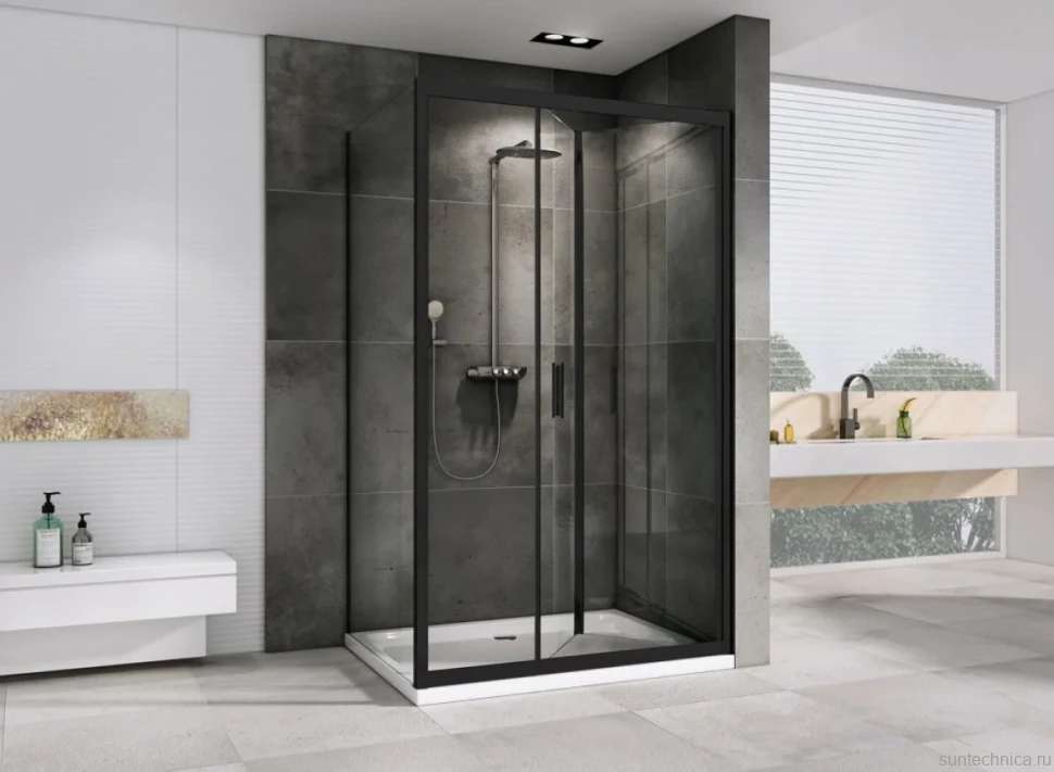 Душевой уголок Abber Sonnenstrand AG07120B-S100B 120x100, профиль черный, стекло прозрачное
