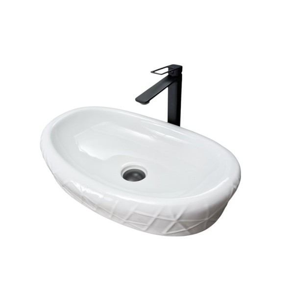 Накладная раковина GID Creativo 777s 60 глянцевая белая, овальная, фаянс