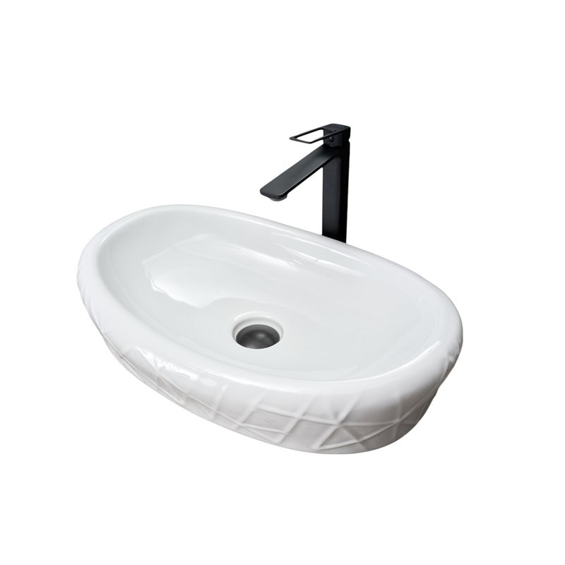 Накладная раковина GID Creativo 777s 60 глянцевая белая, овальная, фаянс